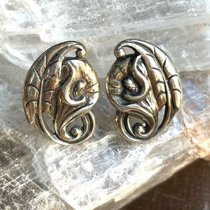 Vintage Sterling Calla Lily Clip-on Earrings / Sterling Calla Lillies